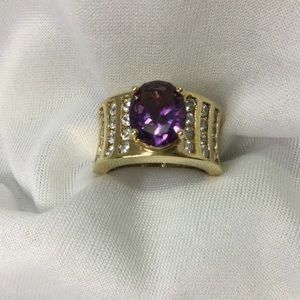 925 sterling silver/14k cz ring